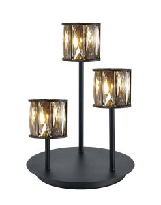 Acacia 3 Light G9 Round Touch Switch Crystal Table Lamp Sand Black & Smoked Crystal Shade