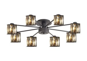 Fonte 76.8cm 8 Light G9 Semi Flush Sand Black / Smoked Crystal Shade