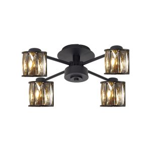 Fonte 46.8cm 4 Light G9 Semi Flush Sand Black / Smoked Crystal Shade