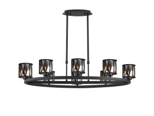 Acacia 8 Light Oval G9 Telescopic Light Sand Black / Smoked Crystal Shade