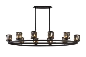 Acacia 10 Light Oval G9 Telescopic Light Sand Black / Smoked Crystal Shade