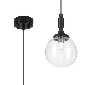 Notte 12cm Pendant, 1 Light G9, IP44, Satin Black/Clear Smooth Round Glass
