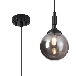 Notte 12cm Pendant, 1 Light G9, IP44, Satin Black/Smoke Smooth Round Glass