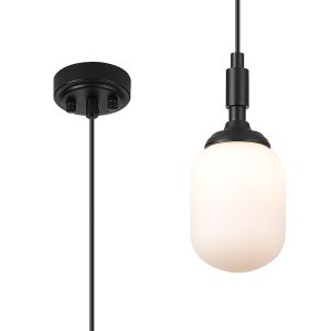 Notte 9cm Pendant, 1 Light G9, IP44, Satin Black/Opal Smooth Tubular Glass