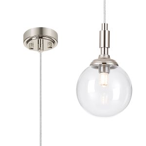 Notte 12cm Pendant, 1 Light G9, IP44, Polished Nickel/Clear Smooth Round Glass