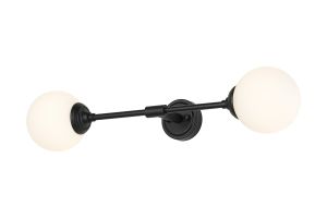 Notte Ceiling/Wall Light Linear, 2 Light G9, IP44, Satin Black/Opal Smooth Round Glass
