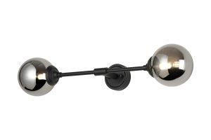 Notte Ceiling/Wall Light Linear, 2 Light G9, IP44, Satin Black/Smoke Smooth Round Glass
