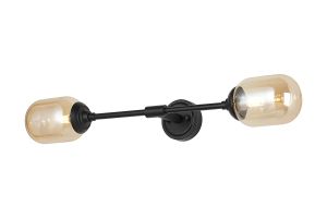 Notte Ceiling/Wall Light Linear, 2 Light G9, IP44, Satin Black/Amber Smooth Tubular Glass