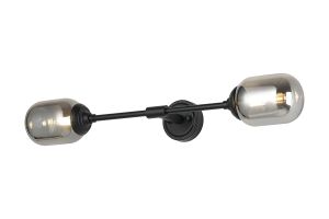 Notte Ceiling/Wall Light Linear, 2 Light G9, IP44, Satin Black/Smoke Smooth Tubular Glass