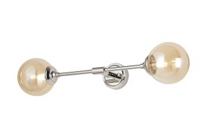 Notte Ceiling/Wall Light Linear, 2 Light G9, IP44, Polished Nickel/Amber Smooth Round Glass