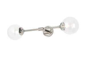 Notte Ceiling/Wall Light Linear, 2 Light G9, IP44, Polished Nickel/Clear Smooth Round Glass