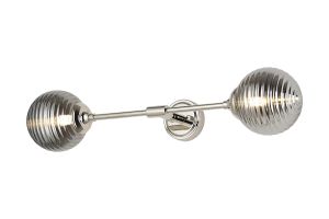 Notte Ceiling/Wall Light Linear, 2 Light G9, IP44, Polished Nickel/Smoke Ribbed Round Glass