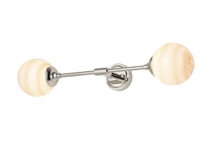 Notte Ceiling/Wall Light Linear, 2 Light G9, IP44, Polished Nickel/Brown/White Round Marble Effect Glass