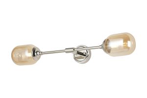 Notte Ceiling/Wall Light Linear, 2 Light G9, IP44, Polished Nickel/Amber Smooth Tubular Glass