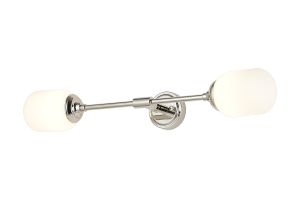 Notte Ceiling/Wall Light Linear, 2 Light G9, IP44, Polished Nickel/Opal Smooth Tubular Glass