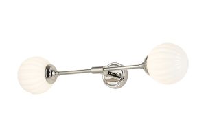 Notte Ceiling/Wall Light Linear, 2 Light G9, IP44, Polished Nickel/Opal Round Segment Glass