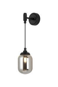 Notte Adjustable Wall Light, 1 Light G9, IP44, Satin Black/Smoke Smooth Tubular Glass