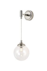 Notte Adjustable Wall Light, 1 Light G9, IP44, Polished Nickel/Clear Smooth Round Glass