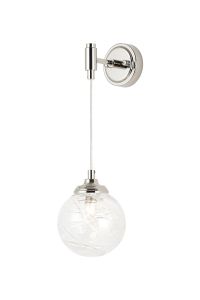 Notte Adjustable Wall Light, 1 Light G9, IP44, Polished Nickel/Clear Dune Effect Round Glass