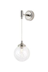 Notte Adjustable Wall Light, 1 Light G9, IP44, Polished Nickel/Clear Waved Round Glass