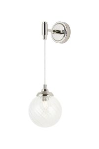 Notte Adjustable Wall Light, 1 Light G9, IP44, Polished Nickel/Clear Swirl Round Glass