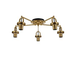 Urasawa 64.5cm Semi Flush Ceiling Light, (FRAME ONLY), 5 x E27, Brass Gold