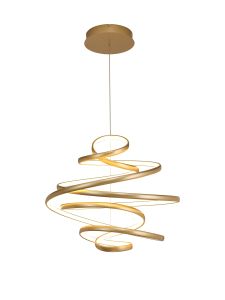 Lucia 55cm Triac Dimmable Looped Spiral Pendant, 1 x 71W LED, 3000K, 7100lm, Champagne Gold, 3yrs Warranty