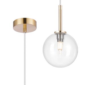 Gana 12cm Adjustable Pendant, 1 Light G9, IP44, Brass Gold/Clear Smooth Round Glass