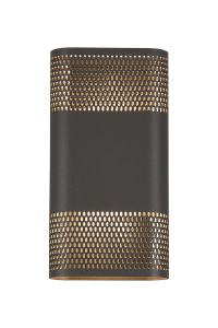 Goccia Wall Lamp With 160 x 305mm Mesh Oval Pattern Shade, 2 x 6.5W LED, 3000K, 900lm, IP65, Anthracite, 3yrs Warranty