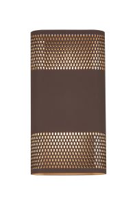 Goccia Wall Lamp With 160 x 305mm Mesh Oval Pattern Shade, 2 x 6.5W LED, 3000K, 900lm, IP65, Cacao, 3yrs Warranty