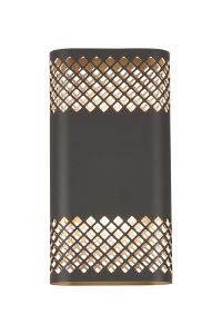 Goccia Wall Lamp With 160 x 305mm Mesh Diamond Pattern Shade, 2 x 6.5W LED, 3000K, 900lm, IP65, Anthracite, 3yrs Warranty