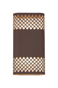 Goccia Wall Lamp With 160 x 305mm Mesh Diamond Pattern Shade, 2 x 6.5W LED, 3000K, 900lm, IP65, Cacao, 3yrs Warranty