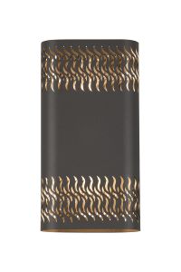 Goccia Wall Lamp With 160 x 305mm Mesh Waves Pattern Shade, 2 x 6.5W LED, 3000K, 900lm, IP65, Anthracite, 3yrs Warranty