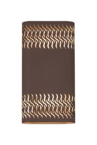 Goccia Wall Lamp With 160 x 305mm Mesh Waves Pattern Shade, 2 x 6.5W LED, 3000K, 900lm, IP65, Cacao, 3yrs Warranty