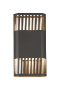 Goccia Wall Lamp With 160 x 305mm Mesh Line Pattern Shade, 2 x 6.5W LED, 3000K, 900lm, IP65, Anthracite, 3yrs Warranty
