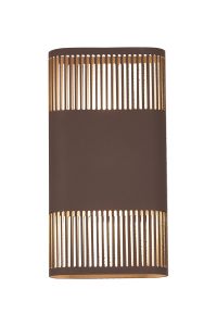 Goccia Wall Lamp With 160 x 305mm Mesh Line Pattern Shade, 2 x 6.5W LED, 3000K, 900lm, IP65, Cacao, 3yrs Warranty
