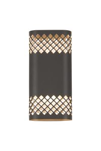 Goccia Wall Lamp With 125 x 260mm Mesh Diamond Pattern Shade, 2 x 6.5W LED, 3000K, 900lm, IP65, Anthracite, 3yrs Warranty