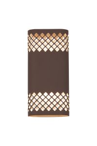 Goccia Wall Lamp With 125 x 260mm Mesh Diamond Pattern Shade, 2 x 6.5W LED, 3000K, 900lm, IP65, Cacao, 3yrs Warranty