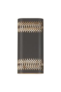 Goccia Wall Lamp With 125 x 260mm Mesh Waves Pattern Shade, 2 x 6.5W LED, 3000K, 900lm, IP65, Anthracite, 3yrs Warranty
