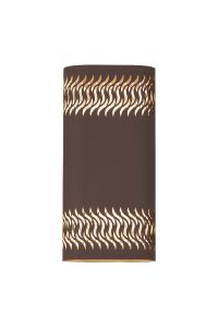 Goccia Wall Lamp With 125 x 260mm Mesh Waves Pattern Shade, 2 x 6.5W LED, 3000K, 900lm, IP65, Cacao, 3yrs Warranty