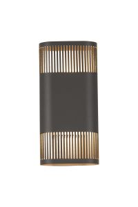 Goccia Wall Lamp With 125 x 260mm Mesh Line Pattern Shade, 2 x 6.5W LED, 3000K, 900lm, IP65, Anthracite, 3yrs Warranty