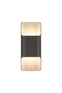 Goccia Wall Lamp With 125 x 305mm Even Open Curve Shade, 2 x 6.5W LED, 3000K, 900lm, IP65, Anthracite, 3yrs Warranty