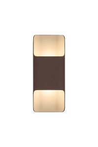 Goccia Wall Lamp With 125 x 305mm Even Open Curve Shade, 2 x 6.5W LED, 3000K, 900lm, IP65, Cacao, 3yrs Warranty