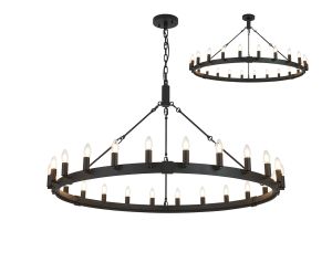 Stella 1.3m Semi Flush/Pendant, 24 Light E14, Satin Black (ITEM REQUIRES CONSTRUCTION)
