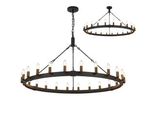Stella 1.3m Semi Flush/Pendant, 24 Light E14, Satin Black/Matt Bronze (ITEM REQUIRES CONSTRUCTION)