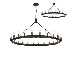 Stella 1.3m Semi Flush/Pendant, 24 Light E14, Satin Black/Pewter (ITEM REQUIRES CONSTRUCTION)