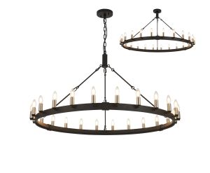 Stella 1.3m Semi Flush/Pendant, 24 Light E14, Satin Black/Satin Nickel (ITEM REQUIRES CONSTRUCTION)