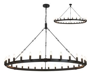 Stella 1.6m Semi Flush/Pendant, 30 Light E14, Satin Black (ITEM REQUIRES CONSTRUCTION)