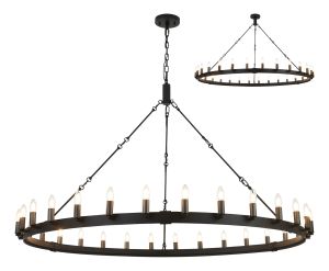 Stella 1.6m Semi Flush/Pendant, 30 Light E14, Satin Black/Pewter (ITEM REQUIRES CONSTRUCTION)