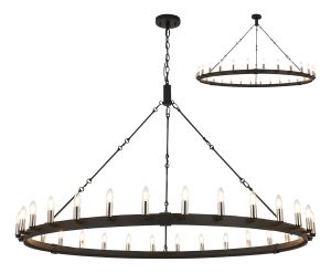 Stella 1.6m Semi Flush/Pendant, 30 Light E14, Satin Black/Polished Nickel (ITEM REQUIRES CONSTRUCTION)